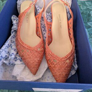Sarah flint Parker Sling 50 Coral Raffia 7.5 EUC